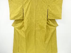 アンティーク　格子織り出し米沢紬着物